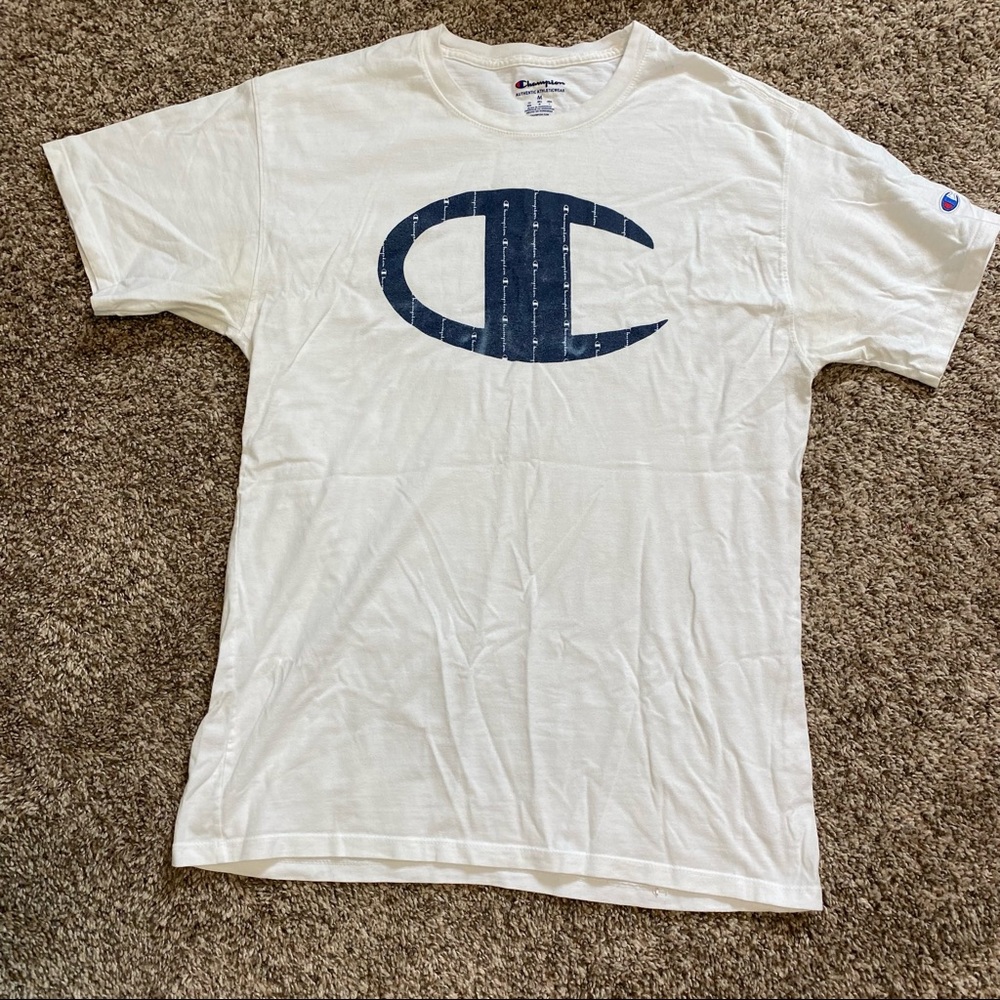 champion, white shirt. Size M